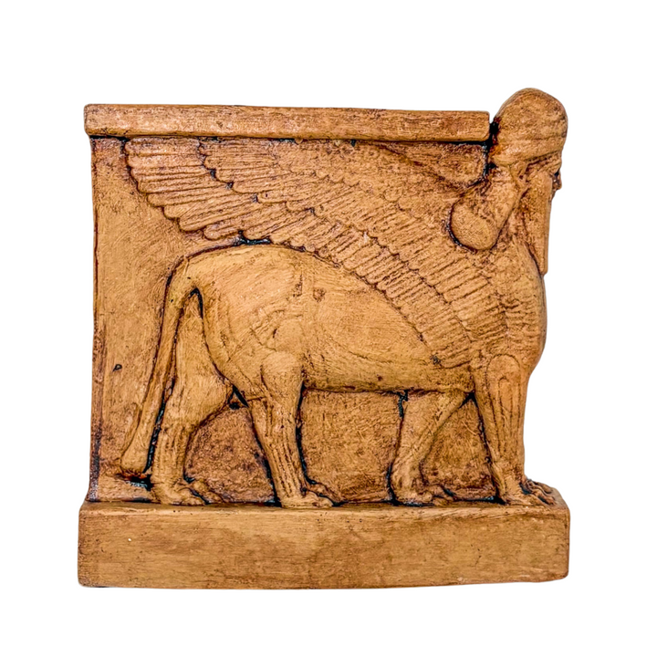 Asur Lamassu Heykeli Kahverengi - Antik Mezopotamya Koruyucu Figürü - El Yapımı Replika