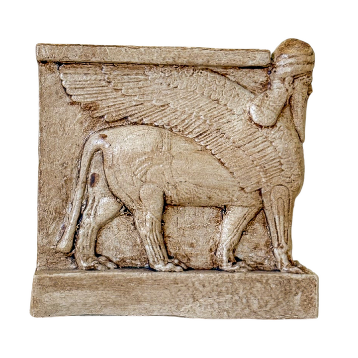 Asur Lamassu Heykeli Bej – Antik Mezopotamya Koruyucu Figürü – El Yapımı Replika | ArkeoArt