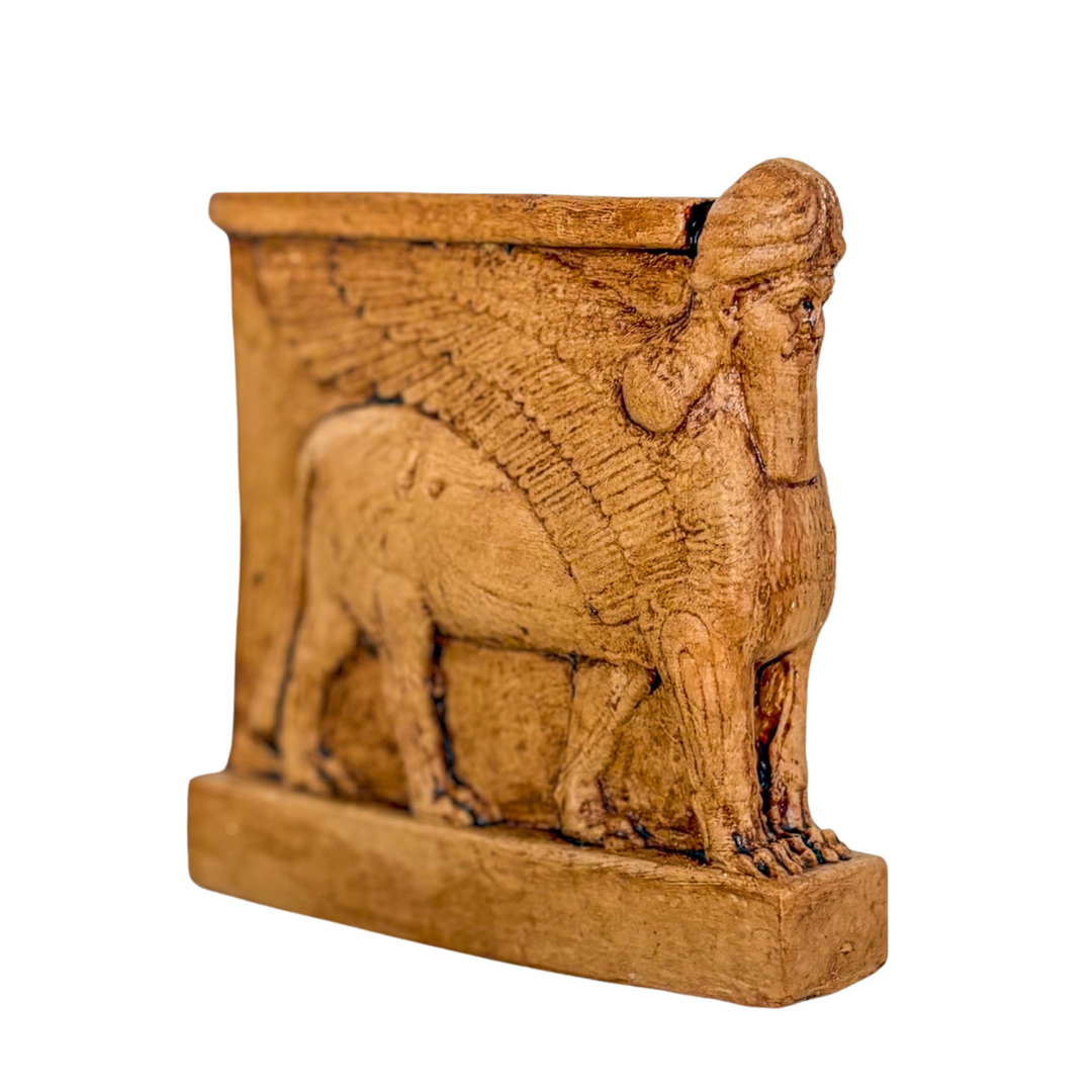Asur Lamassu Heykeli Kahverengi - Antik Mezopotamya Koruyucu Figürü - El Yapımı Replika