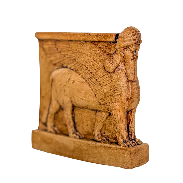 Asur Lamassu Heykeli Kahverengi - Antik Mezopotamya Koruyucu Figürü - El Yapımı Replika