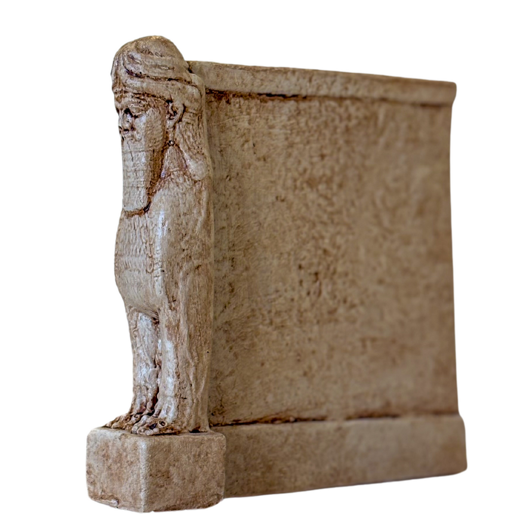 Asur Lamassu Heykeli Bej – Antik Mezopotamya Koruyucu Figürü – El Yapımı Replika | ArkeoArt