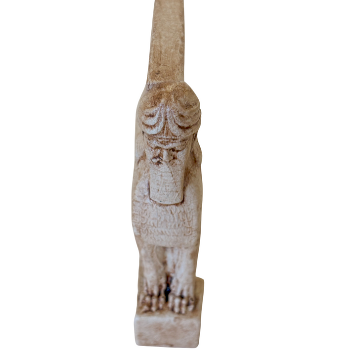 Asur Lamassu Heykeli Bej – Antik Mezopotamya Koruyucu Figürü – El Yapımı Replika | ArkeoArt