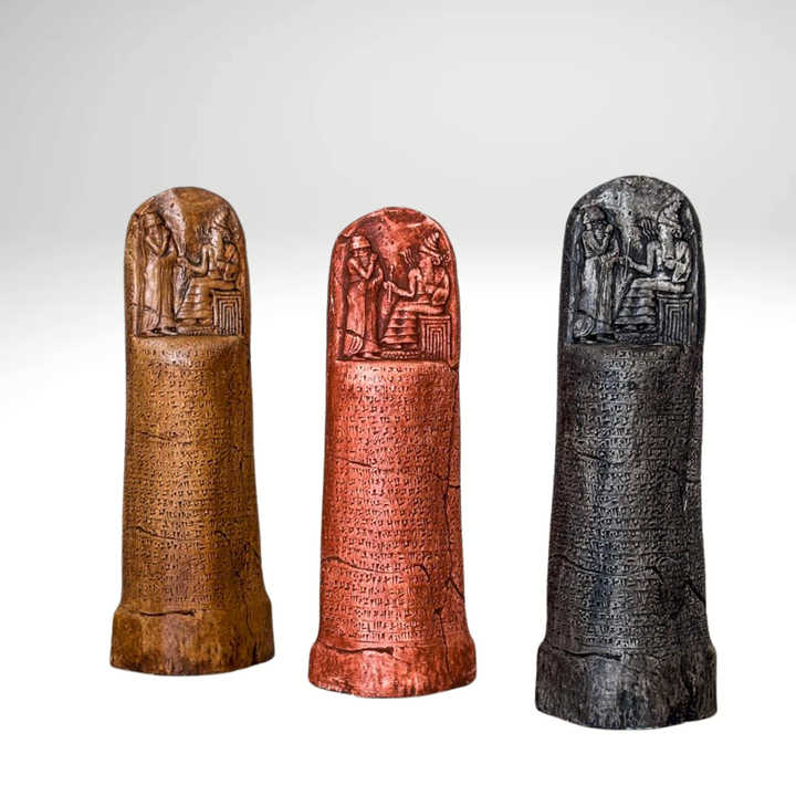 Hammurabi Kanun Tableti Replikası – El Yapımı Mezopotamya Hukuk ve Adalet Dekoru & Koleksiyon Parçası - Kahve - 26cm