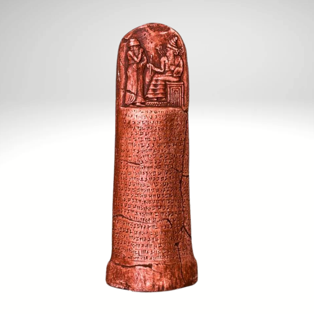 Hammurabi Kanun Tableti Replikası – El Yapımı Mezopotamya Hukuk ve Adalet Dekoru & Koleksiyon Parçası - Kızıl - 26cm