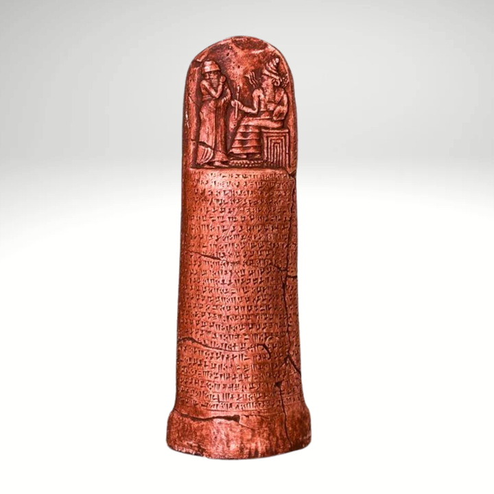 Hammurabi Kanun Tableti Replikası – El Yapımı Mezopotamya Hukuk ve Adalet Dekoru & Koleksiyon Parçası - Kızıl - 26cm