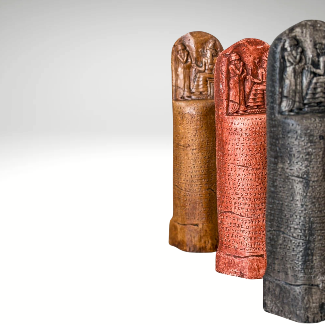 Hammurabi Kanun Tableti Replikası – El Yapımı Mezopotamya Hukuk ve Adalet Dekoru & Koleksiyon Parçası - Kahve - 26cm