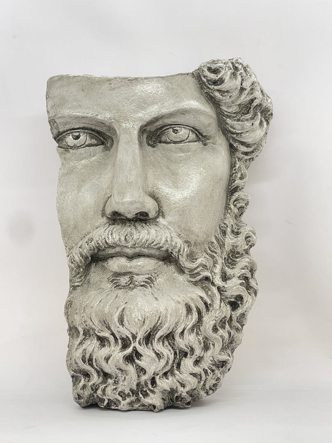 Yarım Yüz Poseidon Duvar Büstü – Denizler Tanrısının Gücü Evinizde – El Yapımı Antik Yunan Dekoru – Beyaz -  ArkeoArt