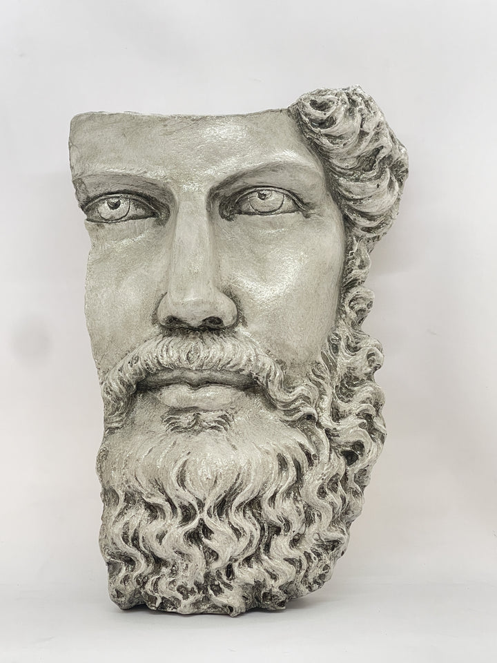 Yarım Yüz Poseidon Duvar Büstü – Denizler Tanrısının Gücü Evinizde – El Yapımı Antik Yunan Dekoru – Beyaz -  ArkeoArt