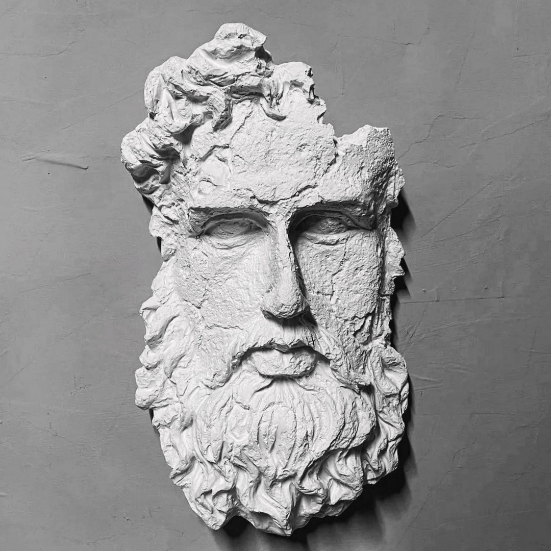 Büyük Poseidon Duvar Büstü – Antik Yunan Mitolojisi Dekoru – El Yapımı Sanat Eseri – ArkeoArt - 45cm
