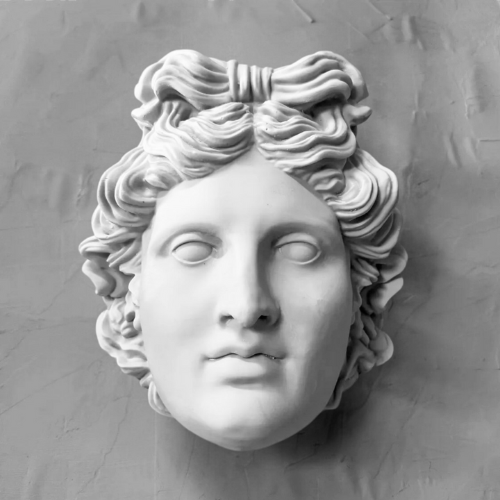 Apollon Duvar Büstü – Antik Yunan Mitolojisi Dekoru – El Yapımı Heykel – ArkeoArt - 30 cm