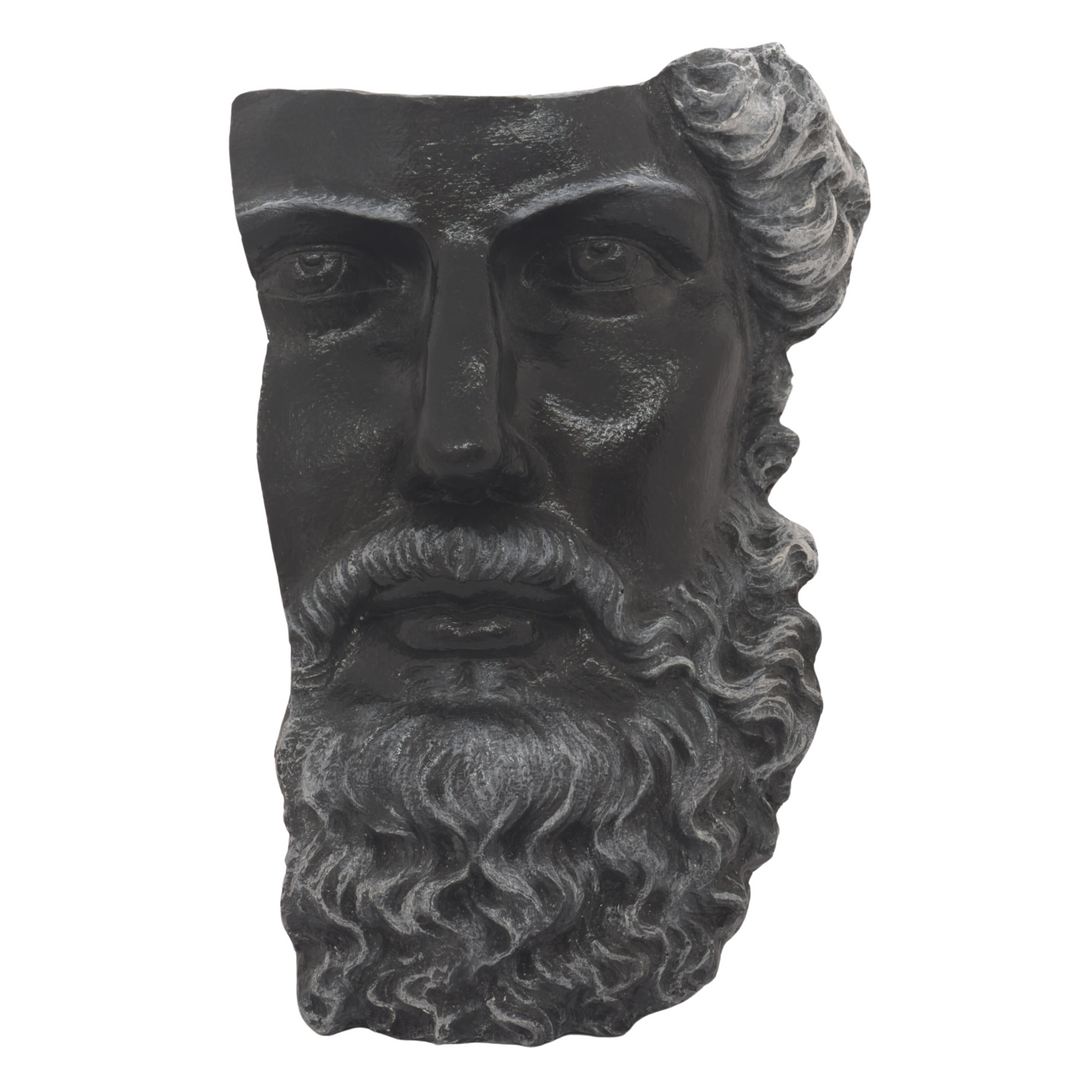 Poseidon Duvar Büstü – Denizler Tanrısının Gücü Evinizde – El Yapımı Antik Yunan Dekoru – Siyah - ArkeoArt