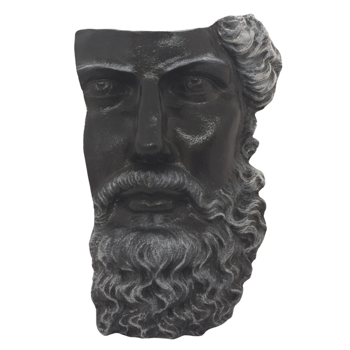 Poseidon Duvar Büstü – Denizler Tanrısının Gücü Evinizde – El Yapımı Antik Yunan Dekoru – Siyah - ArkeoArt