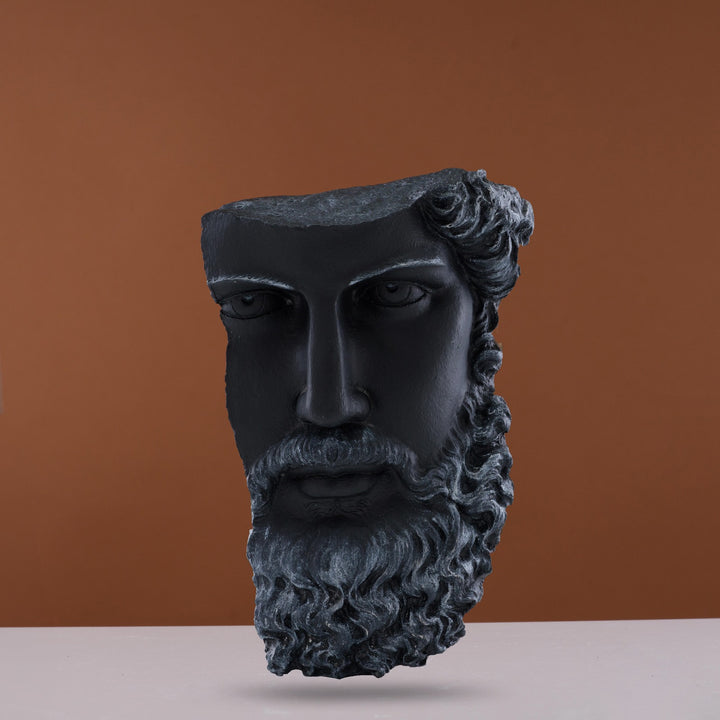 Poseidon Duvar Büstü – Denizler Tanrısının Gücü Evinizde – El Yapımı Antik Yunan Dekoru – Siyah - ArkeoArt