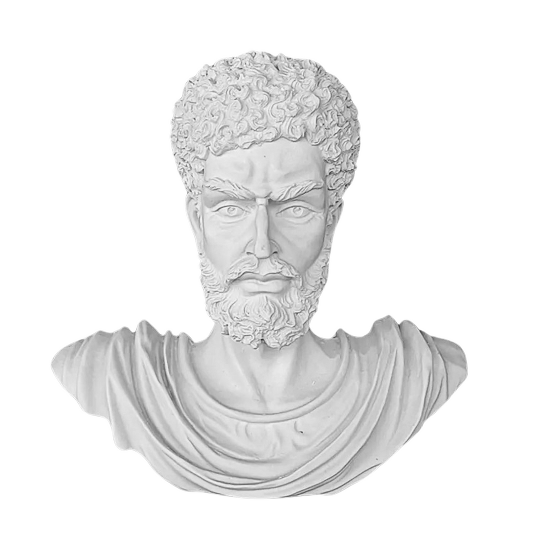 Marcus Aurelius Duvar Büstü - Beyaz - 27cm