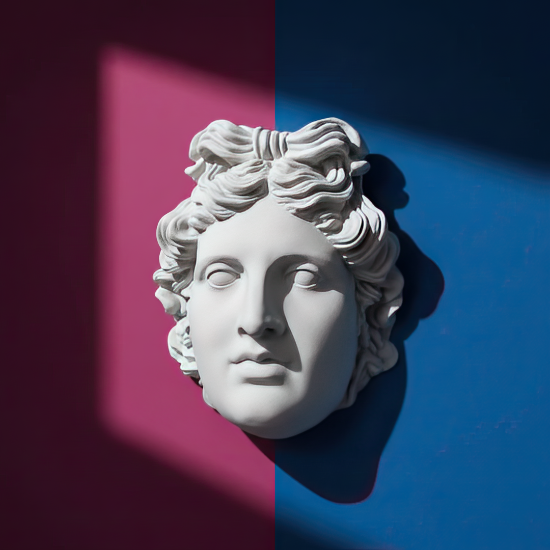 Apollon Duvar Büstü – Antik Yunan Mitolojisi Dekoru – El Yapımı Heykel – ArkeoArt - 30 cm