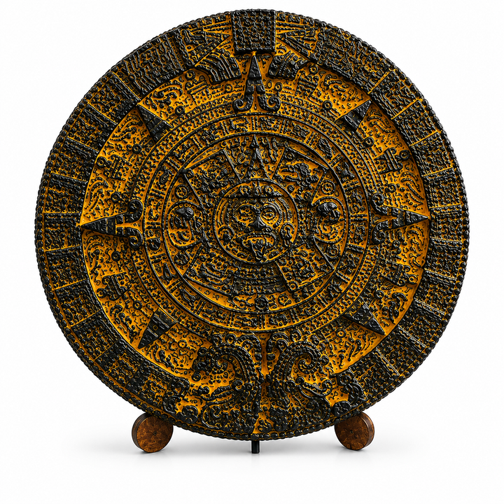 Aztek Güneş Takvimi Rölyefi | Antik Mesoamerika Kozmik Sembolü | Museum Style Koleksiyon Objesi