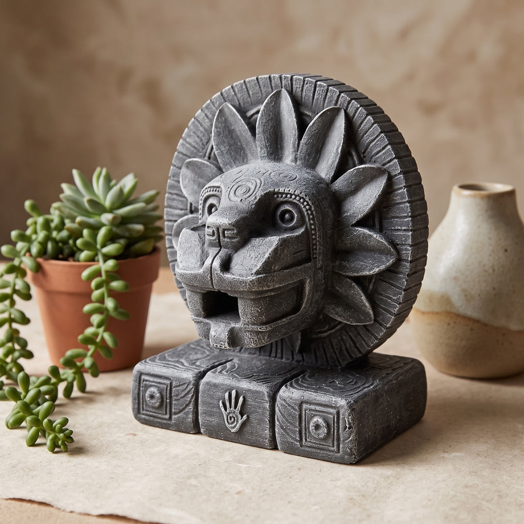 ArkeoArt Aztek Tüylü Yılan Tanrısı Quetzalcoatl Heykeli, doğal ahşap mobilyalar, keten dokular, seramik aksesuarlar ve sıcak toprak tonlarıyla hazırlanmış bohem bir yaşam alanında sergileniyor. Antik Mezoamerika uygarlıklarından ilham alan bu el yapımı müze replikası; Aztek mitolojisi, Quetzalcoatl, arkeoloji, tarih ve antik uygarlık koleksiyonlarına ilgi duyanlar için dikkat çekici bir dekoratif eserdir.2