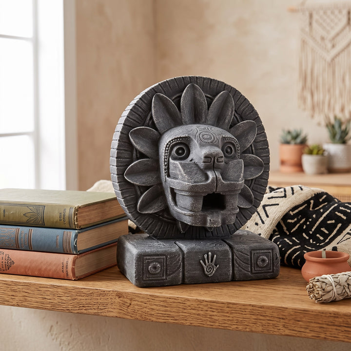 ArkeoArt Aztek Tüylü Yılan Tanrısı Quetzalcoatl Heykeli, doğal ahşap mobilyalar, keten dokular, seramik aksesuarlar ve sıcak toprak tonlarıyla hazırlanmış bohem bir yaşam alanında sergileniyor. Antik Mezoamerika uygarlıklarından ilham alan bu el yapımı müze replikası; Aztek mitolojisi, Quetzalcoatl, arkeoloji, tarih ve antik uygarlık koleksiyonlarına ilgi duyanlar için dikkat çekici bir dekoratif eserdir.5