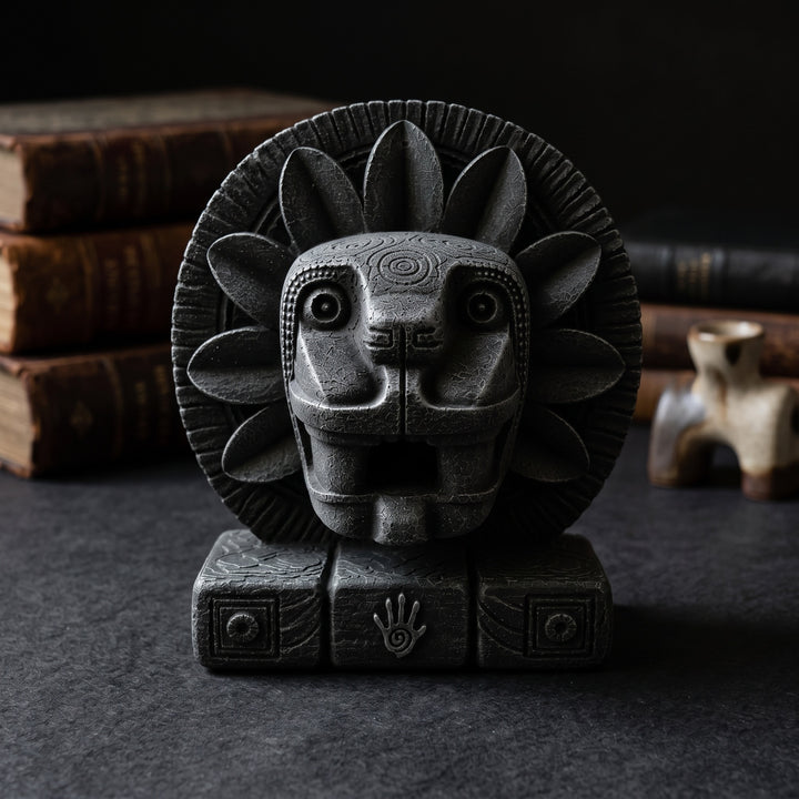 ArkeoArt Quetzalcoatl Heykeli, antika kitaplar, tarihi haritalar, pirinç objeler ve koyu ahşap mobilyalarla oluşturulmuş dark academia tarzı bir çalışma odasında sergileniyor. Aztek Tüylü Yılan Tanrısı'nı temsil eden bu müze kalitesindeki replikası; Mezoamerika mitolojisi, antik Meksika, arkeoloji ve tarih meraklıları için etkileyici bir koleksiyon parçasıdır.3