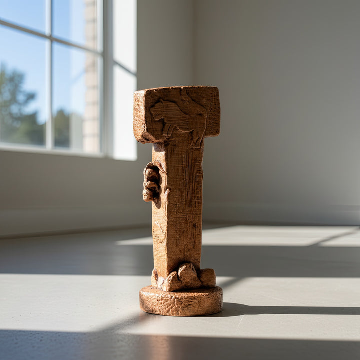 “The Göbekli Tepe Pillar Replica resting on a marble surface with natural lighting — emphasizing texture, craftsmanship, and archaeological authenticity.”
TR:
“Doğal ışık altında mermer yüzey üzerinde duran Göbekli Tepe replikası; dokusunu, işçiliğini ve arkeolojik özgünlüğünü vurguluyor.”