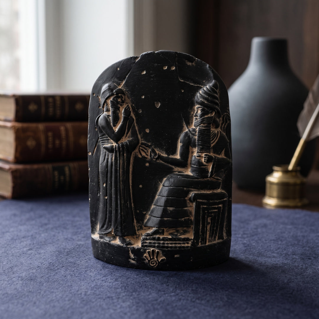 Hammurabi Kanunları Rölyefi – BabiHammurabi Kanunları Steli Replikası – Babil Hukuk Anıtı, Çivi Yazılı Antik Mezopotamya Rölyefi & Müze Dekorul Steli Replikası & Antik Mezopotamya Dekoru