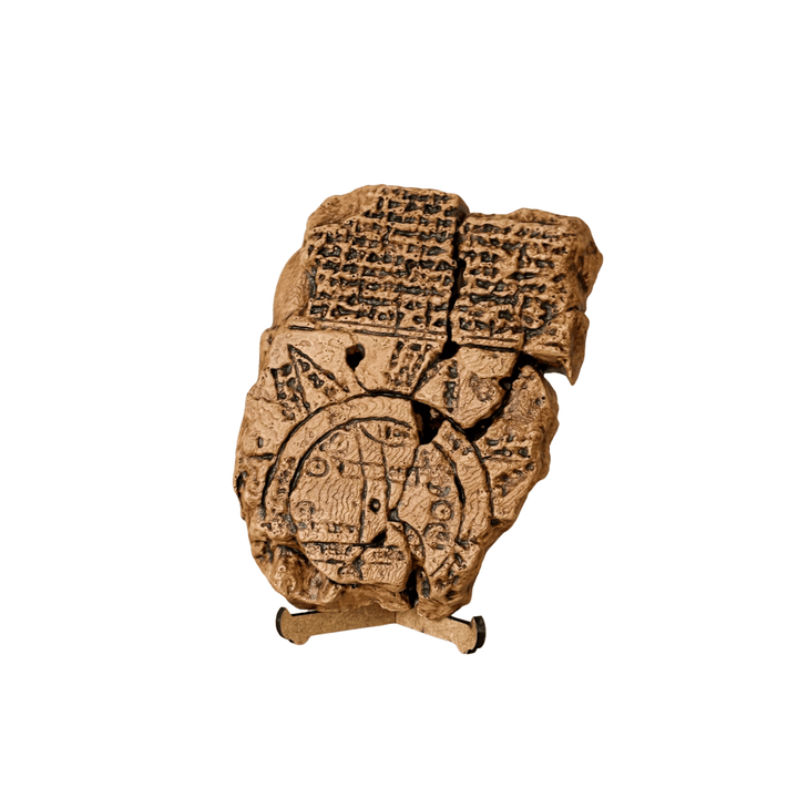 ArkeoArt tasarımı Imago Mundi harita replikası beyaz arka plan üzerinde sade şekilde sergileniyor. Doku, form ve yazıt detayları net biçimde görünür. Ürün, hem modern hem antik dekorasyonlarda kullanılabilecek anlamlı bir figüratif harita örneğidir.