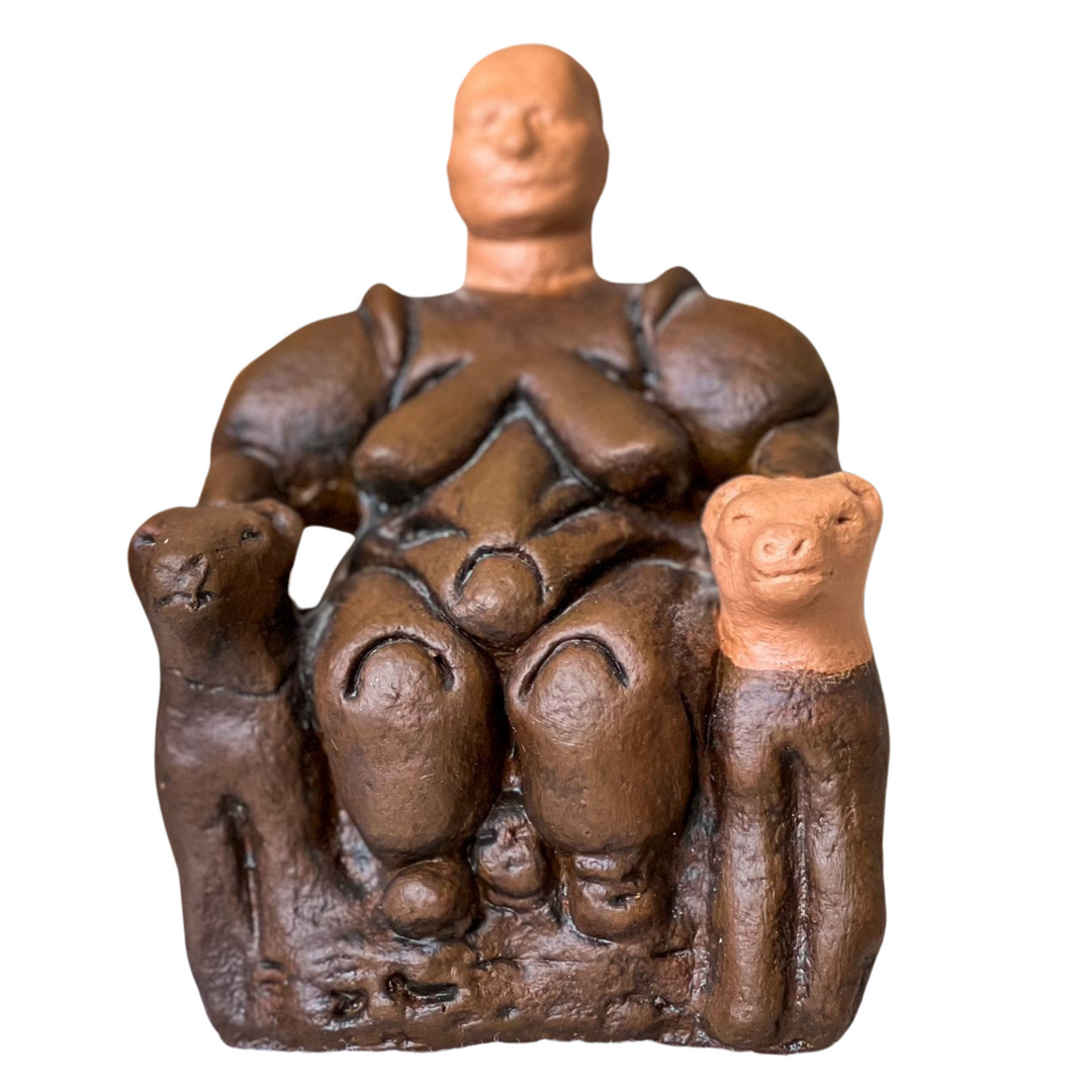 EN:
“Front view of the Cybele Mother Goddess against a white background — clear studio lighting emphasizing her divine sculptural form.”
TR:
“Beyaz arka plan önünde Kibele Ana Tanrıça’nın ön cepheden görünümü; ilahi heykelsi formunu vurgulayan net stüdyo ışığı altında çekilmiştir.”