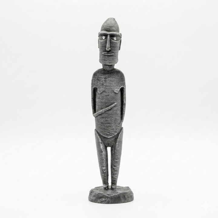Pa‘a Pa‘a Rapa Nui Heykeli Replikası | Paskalya Adası Antropomorfik Figür | Polinezya Tribal Sanatı