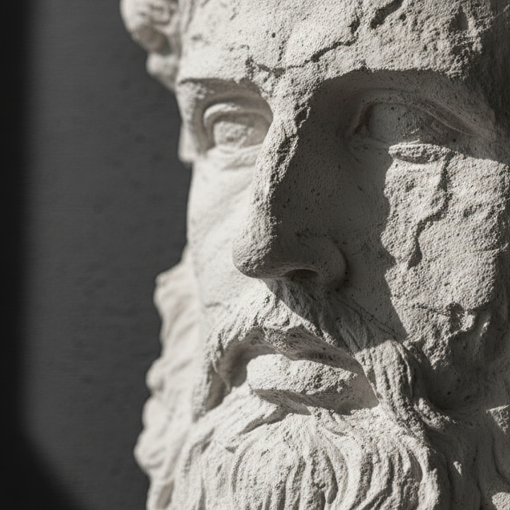 “Macro close-up of Poseidon’s face revealing fine sculptural details — the deep-set eyes, flowing beard, and oceanic serenity captured in handcrafted precision.”
TR:
“Poseidon’un yüzünün makro yakın plan detayı — el işçiliğiyle özenle işlenmiş derin bakışlar, dalgalı sakal ve denizin huzurunu yansıtan heykelsi detaylar ön planda.”