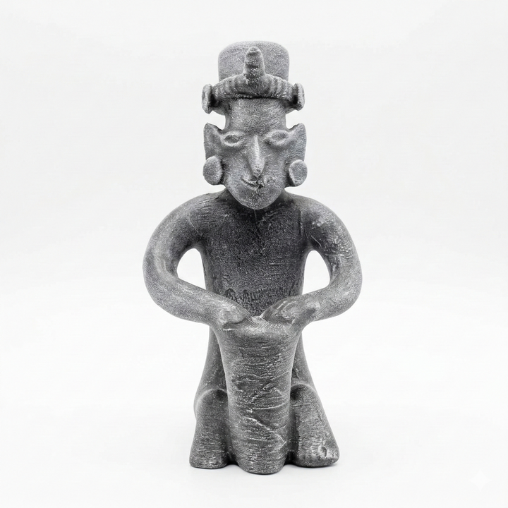 Pre-Columbian Jalisco Drummer Figür Replika | Batı Meksika Seramik Müzisyen Figurü | Arkeolojik Heykel