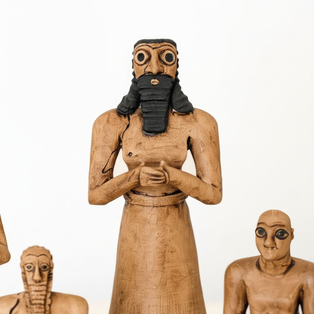 Tell Asmar 6’lı Sümer Adak Figür Seti | Ruhanie İbadet Heykelleri | Arkeolojik El Yapımı Mezopotamya Replikası – ArkeoArt Koleksiyonu